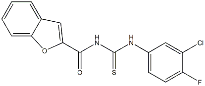 N-(1-benzofuran-2-ylcarbonyl)-N'-(3-chloro-4-fluorophenyl)thiourea Struktur