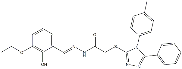 N'-(3-ethoxy-2-hydroxybenzylidene)-2-{[4-(4-methylphenyl)-5-phenyl-4H-1,2,4-triazol-3-yl]sulfanyl}acetohydrazide Structure