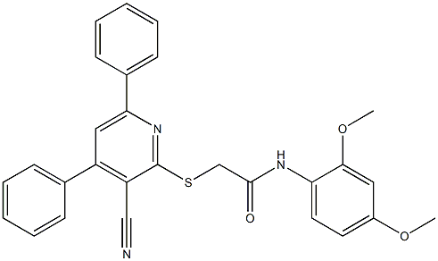 2-[(3-cyano-4,6-diphenyl-2-pyridinyl)sulfanyl]-N-(2,4-dimethoxyphenyl)acetamide|