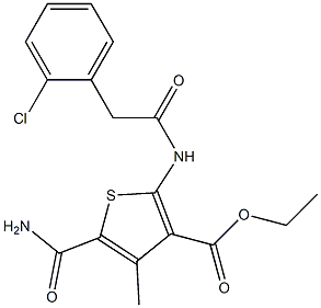 ethyl 5-(aminocarbonyl)-2-{[(2-chlorophenyl)acetyl]amino}-4-methyl-3-thiophenecarboxylate Structure