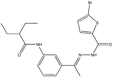 N-(3-{N-[(5-bromo-2-thienyl)carbonyl]ethanehydrazonoyl}phenyl)-2-ethylbutanamide 结构式