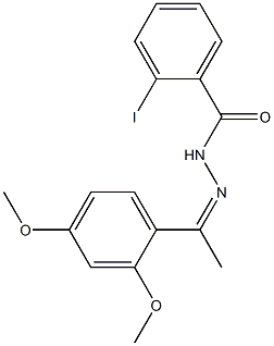 N'-[1-(2,4-dimethoxyphenyl)ethylidene]-2-iodobenzohydrazide Struktur