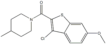 (3-chloro-6-methoxy-1-benzothiophen-2-yl)(4-methyl-1-piperidinyl)methanone 结构式