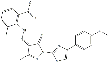  1-[4-(4-methoxyphenyl)-1,3-thiazol-2-yl]-3-methyl-1H-pyrazole-4,5-dione 4-[N-(2-methyl-6-nitrophenyl)hydrazone]