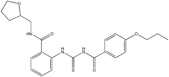 2-({[(4-propoxybenzoyl)amino]carbothioyl}amino)-N-(tetrahydro-2-furanylmethyl)benzamide 结构式