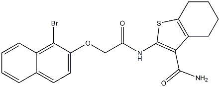 2-({2-[(1-bromo-2-naphthyl)oxy]acetyl}amino)-4,5,6,7-tetrahydro-1-benzothiophene-3-carboxamide Structure