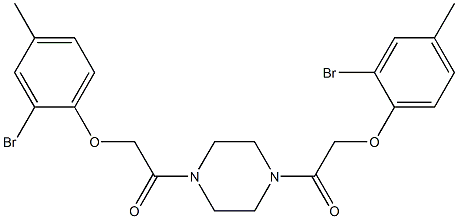 2-(2-bromo-4-methylphenoxy)-1-{4-[2-(2-bromo-4-methylphenoxy)acetyl]-1-piperazinyl}-1-ethanone Structure