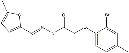 2-(2-bromo-4-methylphenoxy)-N'-[(E)-(5-methyl-2-thienyl)methylidene]acetohydrazide,,结构式