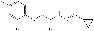 2-(2-bromo-4-methylphenoxy)-N'-[(E)-1-cyclopropylethylidene]acetohydrazide,,结构式