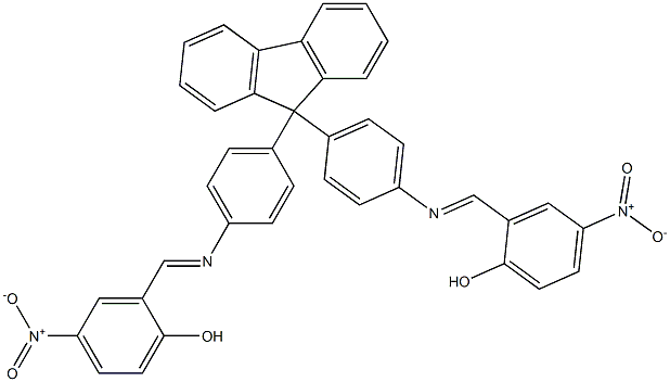 2-[({4-[9-(4-{[(E)-(2-hydroxy-5-nitrophenyl)methylidene]amino}phenyl)-9H-fluoren-9-yl]phenyl}imino)methyl]-4-nitrophenol,,结构式