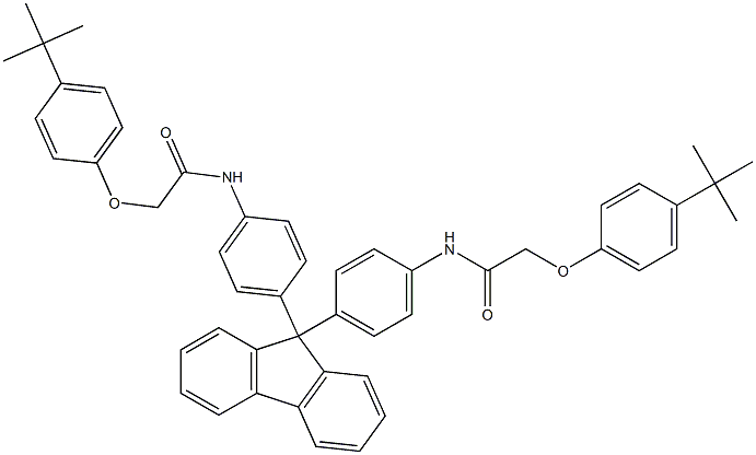 2-[4-(tert-butyl)phenoxy]-N-(4-{9-[4-({2-[4-(tert-butyl)phenoxy]acetyl}amino)phenyl]-9H-fluoren-9-yl}phenyl)acetamide 化学構造式