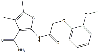 2-{[2-(2-methoxyphenoxy)acetyl]amino}-4,5-dimethyl-3-thiophenecarboxamide Struktur