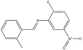 N-(2-fluoro-5-nitrophenyl)-N-[(E)-(2-methylphenyl)methylidene]amine 化学構造式