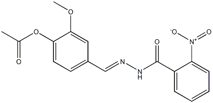 2-methoxy-4-{[(E)-2-(2-nitrobenzoyl)hydrazono]methyl}phenyl acetate,,结构式