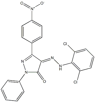 3-(4-nitrophenyl)-1-phenyl-1H-pyrazole-4,5-dione 4-[N-(2,6-dichlorophenyl)hydrazone],,结构式