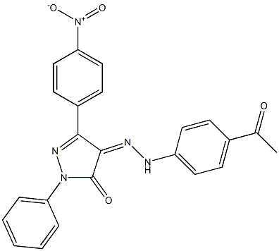 3-(4-nitrophenyl)-1-phenyl-1H-pyrazole-4,5-dione 4-[N-(4-acetylphenyl)hydrazone] Structure