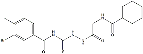 3-bromo-N-[(2-{2-[(cyclohexylcarbonyl)amino]acetyl}hydrazino)carbothioyl]-4-methylbenzamide 结构式