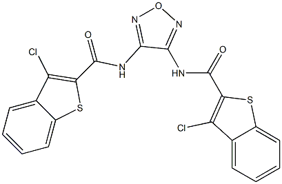 3-chloro-N-(4-{[(3-chloro-1-benzothiophen-2-yl)carbonyl]amino}-1,2,5-oxadiazol-3-yl)-1-benzothiophene-2-carboxamide,,结构式