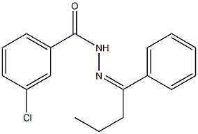 3-chloro-N'-[(Z)-1-phenylbutylidene]benzohydrazide,,结构式