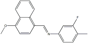 N-(3-fluoro-4-methylphenyl)-N-[(E)-(4-methoxy-1-naphthyl)methylidene]amine 化学構造式