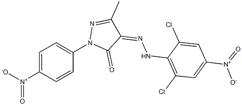 3-methyl-1-(4-nitrophenyl)-1H-pyrazole-4,5-dione 4-[N-(2,6-dichloro-4-nitrophenyl)hydrazone] Struktur