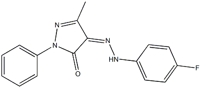 3-methyl-1-phenyl-1H-pyrazole-4,5-dione 4-[N-(4-fluorophenyl)hydrazone] Structure