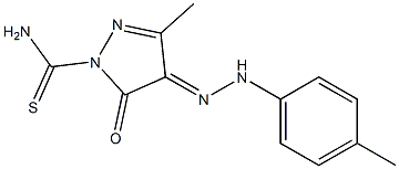3-methyl-4-[(E)-2-(4-methylphenyl)hydrazono]-5-oxo-4,5-dihydro-1H-pyrazole-1-carbothioamide Struktur