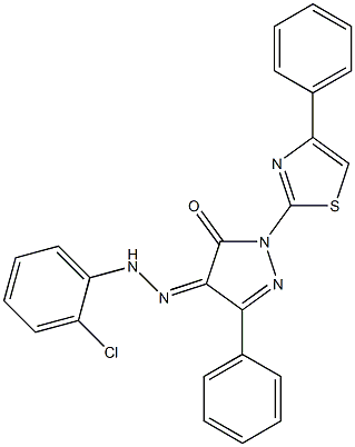 3-phenyl-1-(4-phenyl-1,3-thiazol-2-yl)-1H-pyrazole-4,5-dione 4-[N-(2-chlorophenyl)hydrazone] Struktur