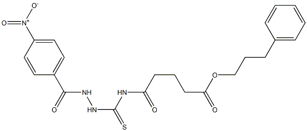 3-phenylpropyl 5-({[2-(4-nitrobenzoyl)hydrazino]carbothioyl}amino)-5-oxopentanoate 化学構造式