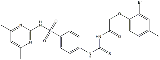 4-[({[2-(2-bromo-4-methylphenoxy)acetyl]amino}carbothioyl)amino]-N-(4,6-dimethyl-2-pyrimidinyl)benzenesulfonamide Structure