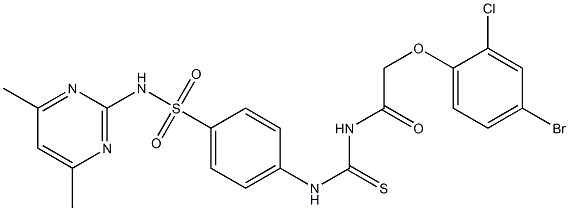 4-[({[2-(4-bromo-2-chlorophenoxy)acetyl]amino}carbothioyl)amino]-N-(4,6-dimethyl-2-pyrimidinyl)benzenesulfonamide Structure