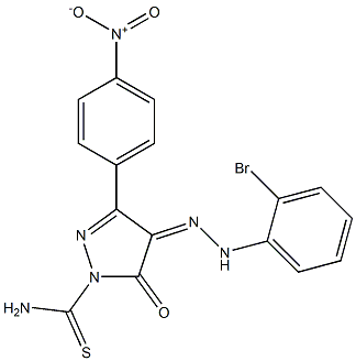 4-[(Z)-2-(2-bromophenyl)hydrazono]-3-(4-nitrophenyl)-5-oxo-1H-pyrazole-1(5H)-carbothioamide Structure
