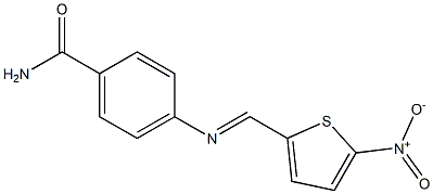 4-{[(E)-(5-nitro-2-thienyl)methylidene]amino}benzamide Struktur