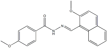 4-methoxy-N'-[(E)-(2-methoxy-1-naphthyl)methylidene]benzohydrazide 化学構造式