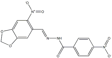 4-nitro-N'-[(E)-(6-nitro-1,3-benzodioxol-5-yl)methylidene]benzohydrazide 化学構造式