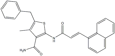 5-benzyl-4-methyl-2-{[(E)-3-(1-naphthyl)-2-propenoyl]amino}-3-thiophenecarboxamide Struktur