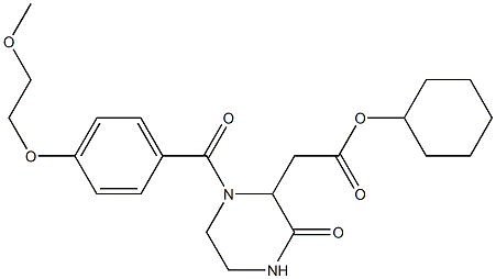 cyclohexyl 2-{1-[4-(2-methoxyethoxy)benzoyl]-3-oxo-2-piperazinyl}acetate,,结构式