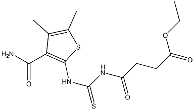 ethyl 4-[({[3-(aminocarbonyl)-4,5-dimethyl-2-thienyl]amino}carbothioyl)amino]-4-oxobutanoate Struktur