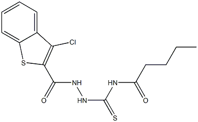 N-({2-[(3-chloro-1-benzothiophen-2-yl)carbonyl]hydrazino}carbothioyl)pentanamide 结构式