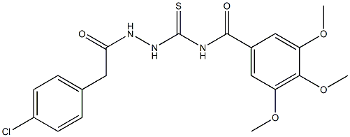 N-({2-[2-(4-chlorophenyl)acetyl]hydrazino}carbothioyl)-3,4,5-trimethoxybenzamide 结构式