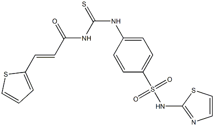 N-(1,3-thiazol-2-yl)-4-[({[(E)-3-(2-thienyl)-2-propenoyl]amino}carbothioyl)amino]benzenesulfonamide 结构式