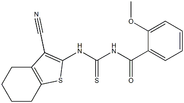 N-(3-cyano-4,5,6,7-tetrahydro-1-benzothiophen-2-yl)-N'-(2-methoxybenzoyl)thiourea 化学構造式