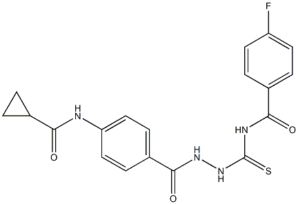 N-[(2-{4-[(cyclopropylcarbonyl)amino]benzoyl}hydrazino)carbothioyl]-4-fluorobenzamide 结构式