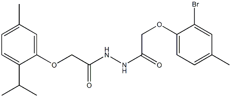 N'-[2-(2-bromo-4-methylphenoxy)acetyl]-2-(2-isopropyl-5-methylphenoxy)acetohydrazide Struktur