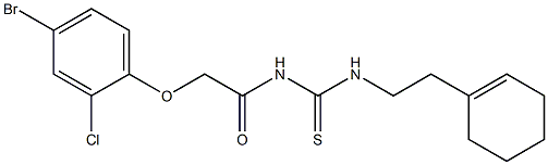 N-[2-(4-bromo-2-chlorophenoxy)acetyl]-N'-[2-(1-cyclohexen-1-yl)ethyl]thiourea,,结构式