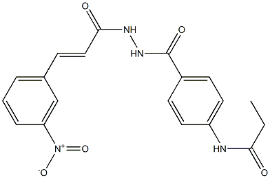 N-[4-({2-[(E)-3-(3-nitrophenyl)-2-propenoyl]hydrazino}carbonyl)phenyl]propanamide Struktur