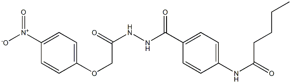 N-[4-({2-[2-(4-nitrophenoxy)acetyl]hydrazino}carbonyl)phenyl]pentanamide 化学構造式