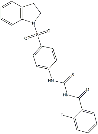 N-[4-(2,3-dihydro-1H-indol-1-ylsulfonyl)phenyl]-N'-(2-fluorobenzoyl)thiourea Structure