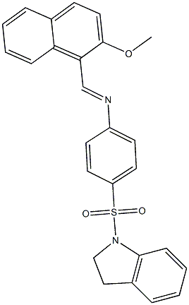 4-(2,3-dihydro-1H-indol-1-ylsulfonyl)-N-[(E)-(2-methoxy-1-naphthyl)methylidene]aniline,,结构式