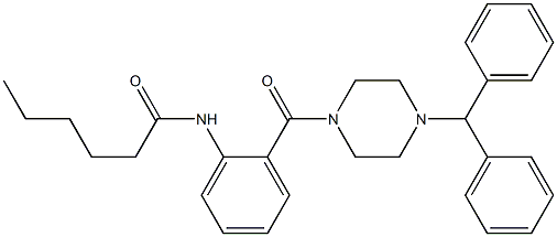 N-{2-[(4-benzhydryl-1-piperazinyl)carbonyl]phenyl}hexanamide,,结构式